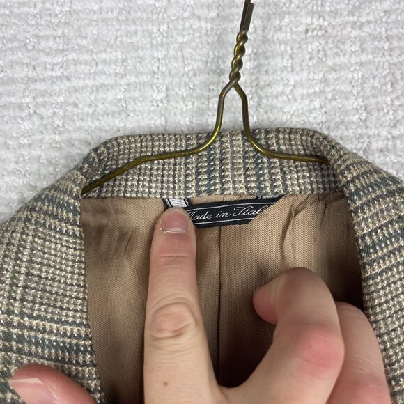 Alberto Cardinali Italy Made Wool Golden Brown Plaid Blazer Sport Coat Sz 50 - Picture 10 of 16